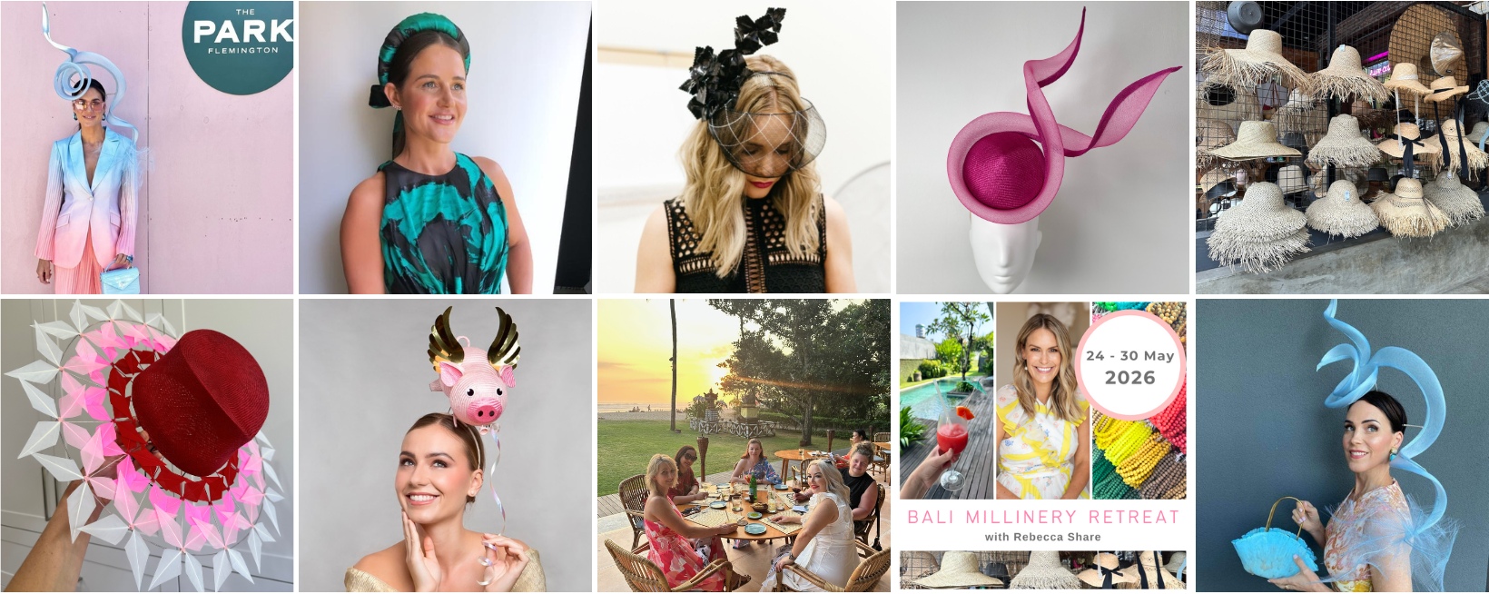 Collage of various fashion and lifestyle images with people wearing colorful hats and accessories.